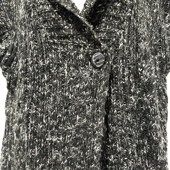 Merona Black with Gary & White Speckled Cable Knit Sleeveless Cardi, Size XL - Picture 10 of 16